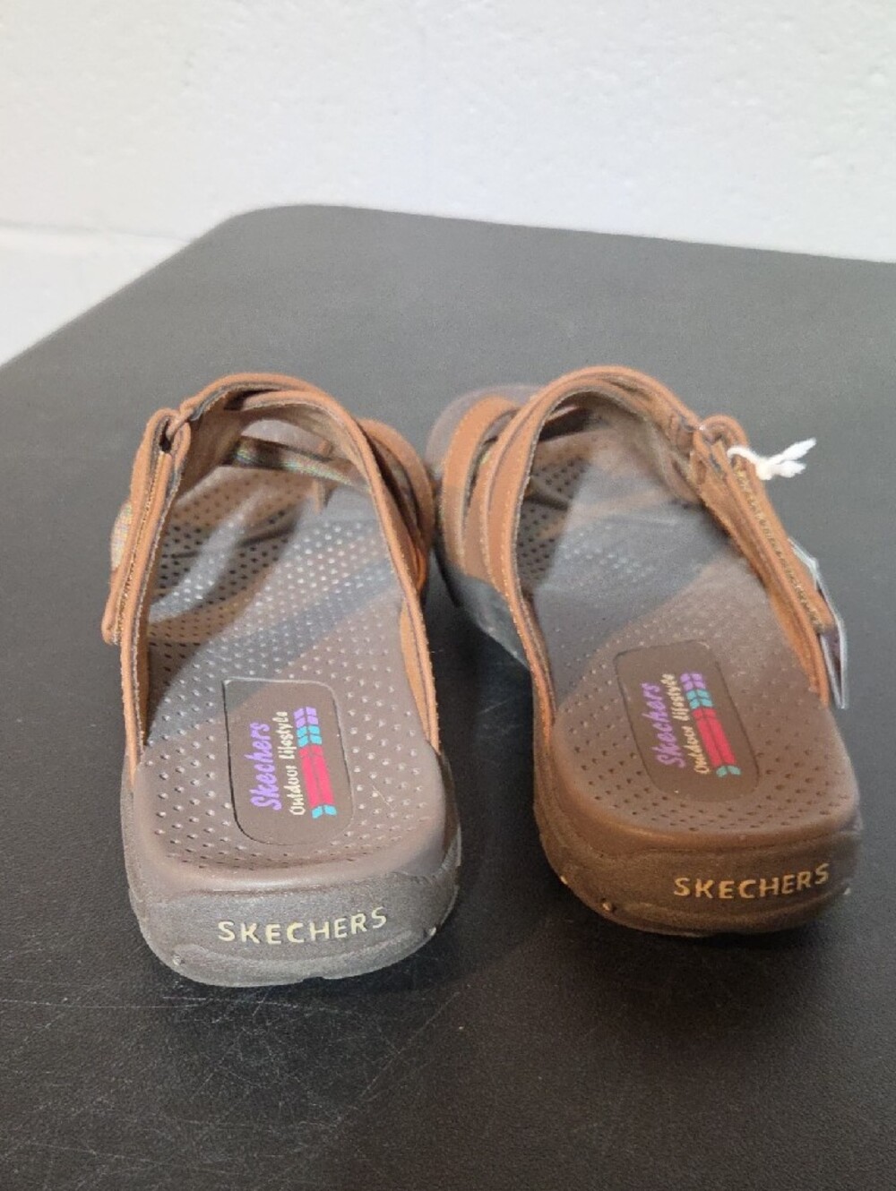 Skechers Womens Brown Dual-Strap Slide Sandals - Picture 6 of 8